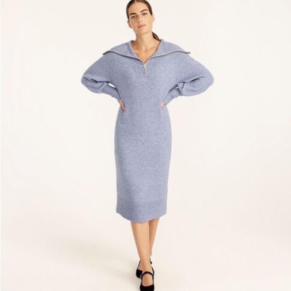 New J.CREW Sweater Dress Super Soft Yarn Half Zip-Apache-Wool Blend NWOT